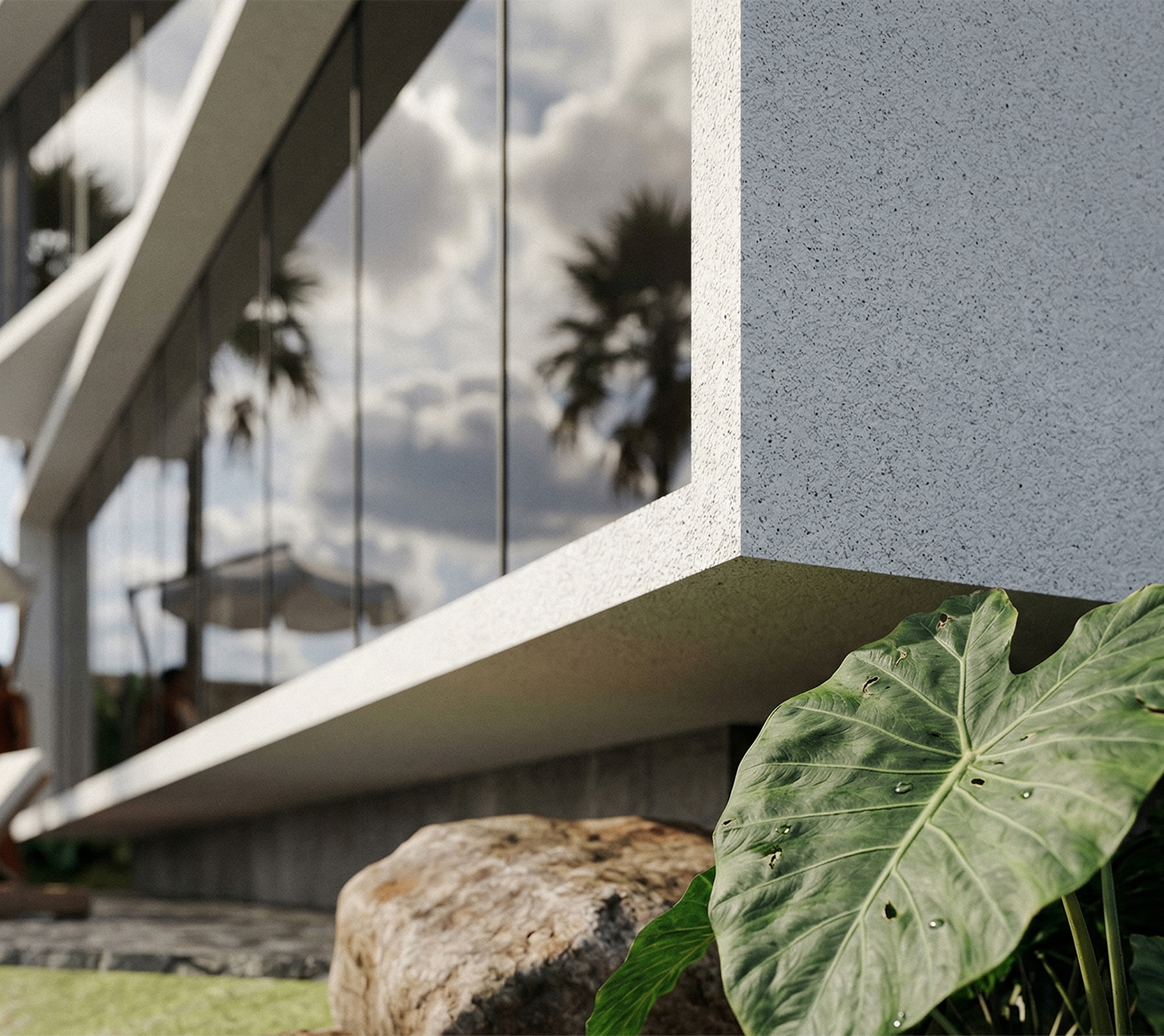 Fachada de um prédio moderno com detalhes em madeira